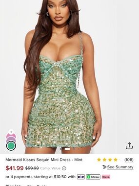 *SOLD*Fashion Nova Mint Sequin Mermaid Mini Dress